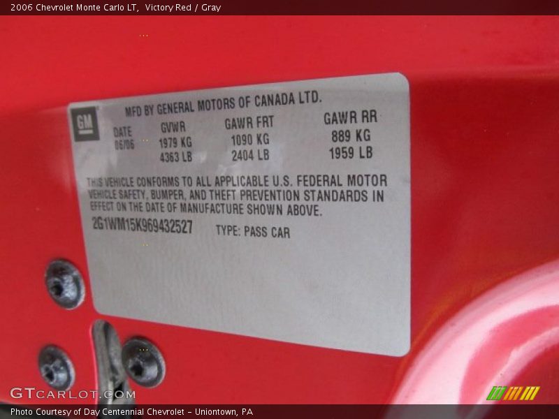 Victory Red / Gray 2006 Chevrolet Monte Carlo LT