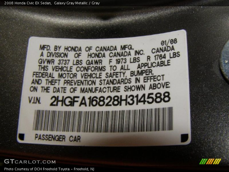 Galaxy Gray Metallic / Gray 2008 Honda Civic EX Sedan