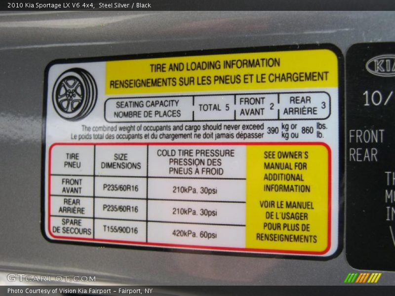 Steel Silver / Black 2010 Kia Sportage LX V6 4x4