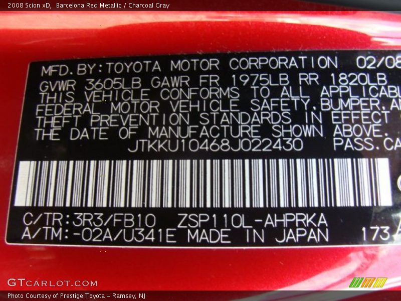 Barcelona Red Metallic / Charcoal Gray 2008 Scion xD