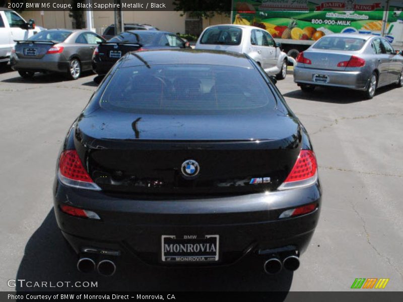 Black Sapphire Metallic / Black 2007 BMW M6 Coupe