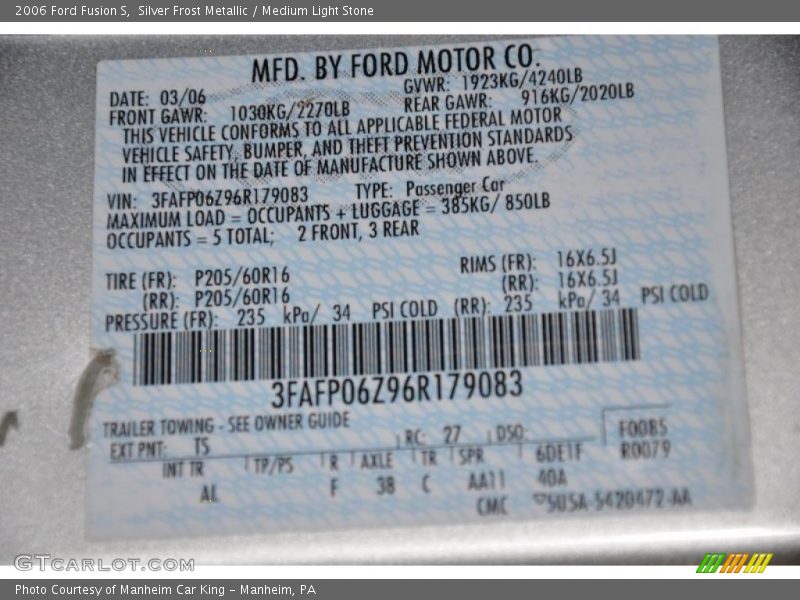 Silver Frost Metallic / Medium Light Stone 2006 Ford Fusion S