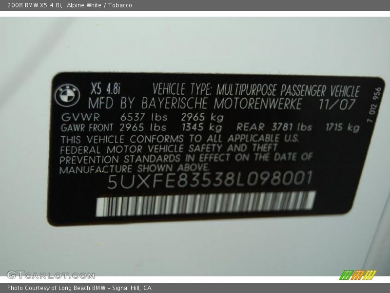 Alpine White / Tobacco 2008 BMW X5 4.8i