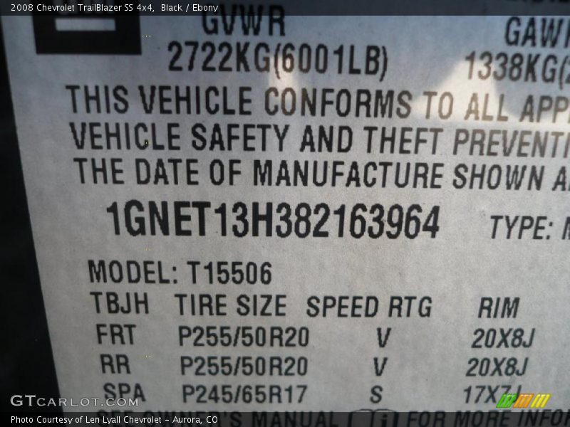 Black / Ebony 2008 Chevrolet TrailBlazer SS 4x4