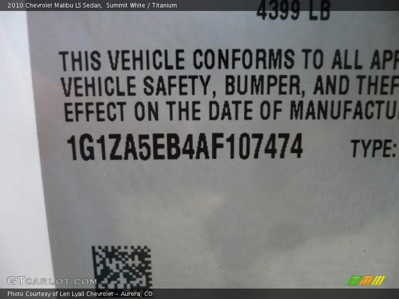 Summit White / Titanium 2010 Chevrolet Malibu LS Sedan