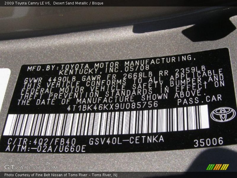 Desert Sand Metallic / Bisque 2009 Toyota Camry LE V6