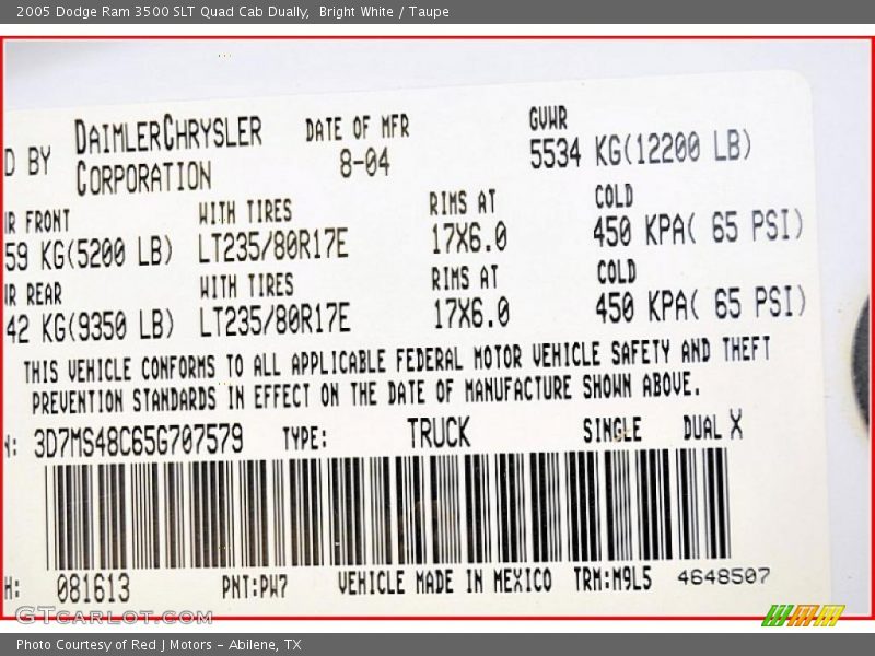 Bright White / Taupe 2005 Dodge Ram 3500 SLT Quad Cab Dually