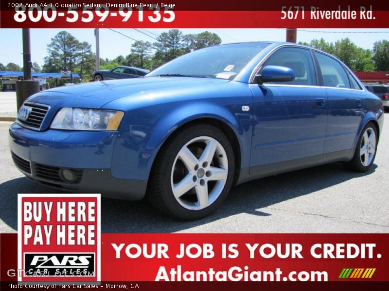 Denim Blue Pearl / Beige 2002 Audi A4 3.0 quattro Sedan