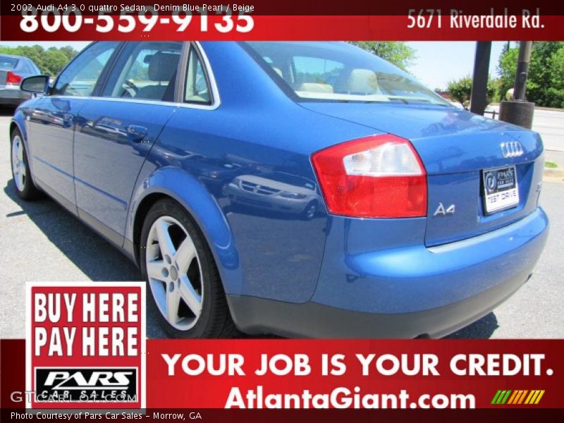 Denim Blue Pearl / Beige 2002 Audi A4 3.0 quattro Sedan