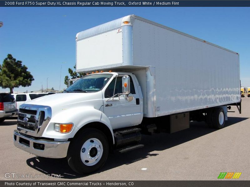 Front 3/4 View of 2008 F750 Super Duty XL Chassis Regular Cab Moving Truck