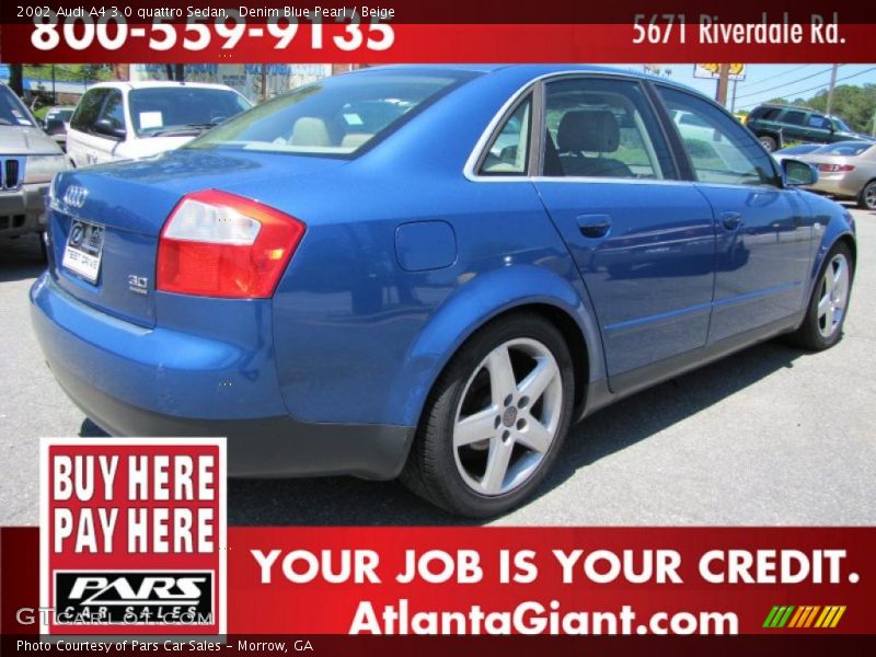 Denim Blue Pearl / Beige 2002 Audi A4 3.0 quattro Sedan