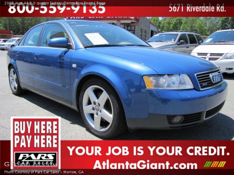 Denim Blue Pearl / Beige 2002 Audi A4 3.0 quattro Sedan