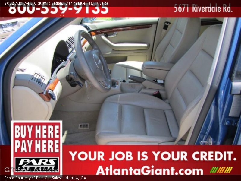Denim Blue Pearl / Beige 2002 Audi A4 3.0 quattro Sedan