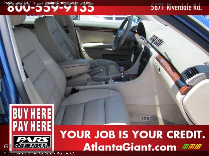 Denim Blue Pearl / Beige 2002 Audi A4 3.0 quattro Sedan