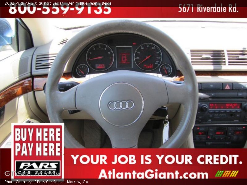Denim Blue Pearl / Beige 2002 Audi A4 3.0 quattro Sedan