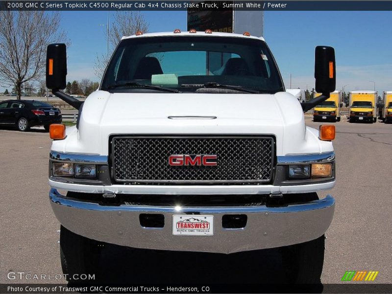 Summit White / Pewter 2008 GMC C Series Topkick C4500 Regular Cab 4x4 Chassis Stake Truck