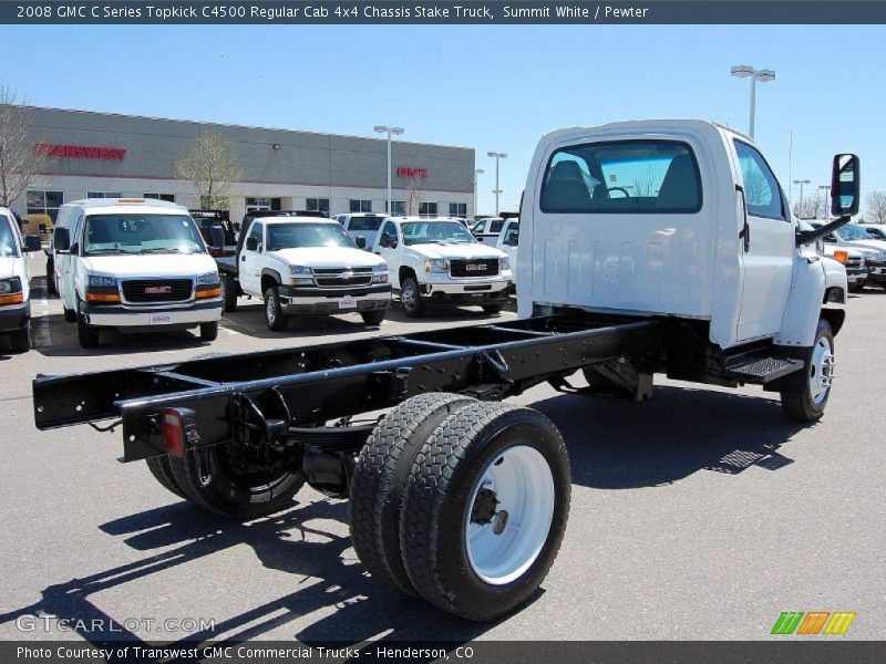 Summit White / Pewter 2008 GMC C Series Topkick C4500 Regular Cab 4x4 Chassis Stake Truck