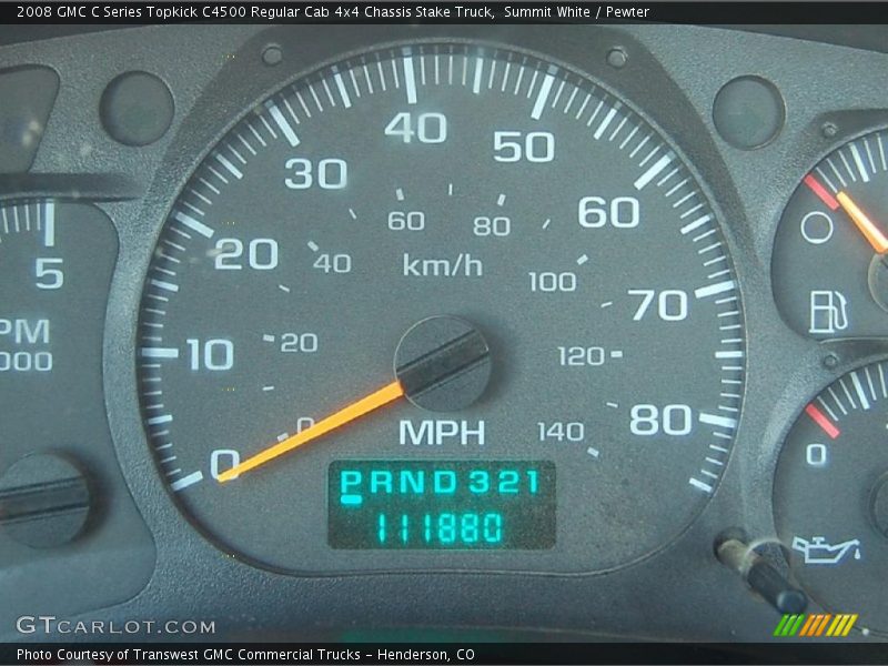 Summit White / Pewter 2008 GMC C Series Topkick C4500 Regular Cab 4x4 Chassis Stake Truck