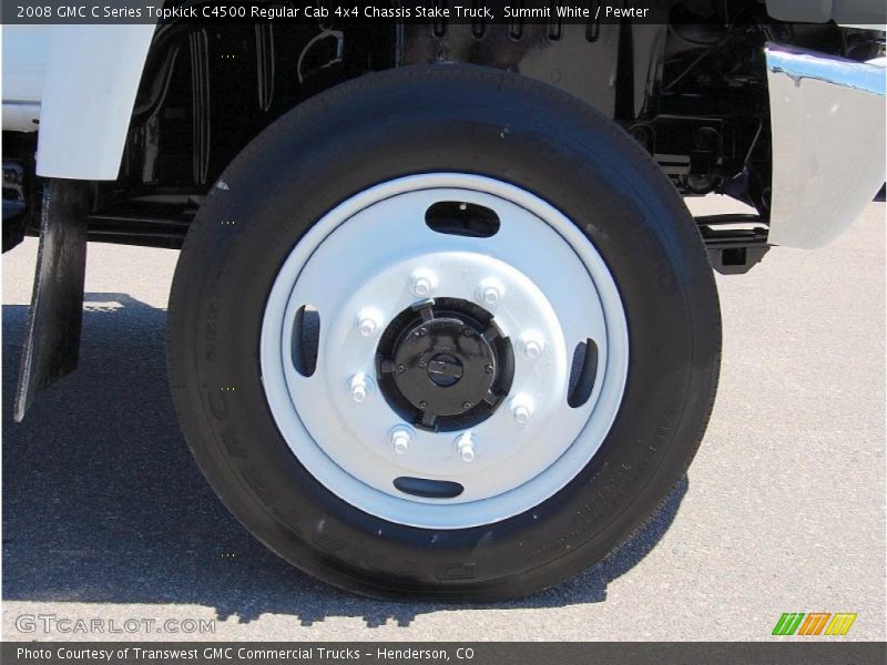 Summit White / Pewter 2008 GMC C Series Topkick C4500 Regular Cab 4x4 Chassis Stake Truck