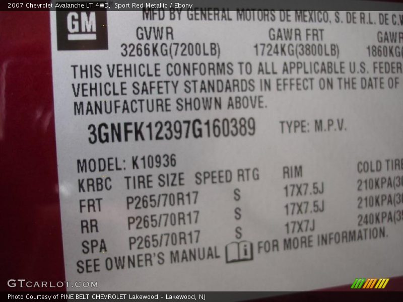 Sport Red Metallic / Ebony 2007 Chevrolet Avalanche LT 4WD
