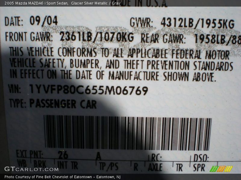 Glacier Silver Metallic / Gray 2005 Mazda MAZDA6 i Sport Sedan