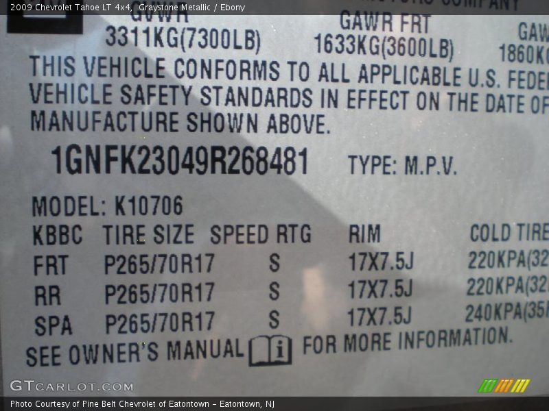 Graystone Metallic / Ebony 2009 Chevrolet Tahoe LT 4x4