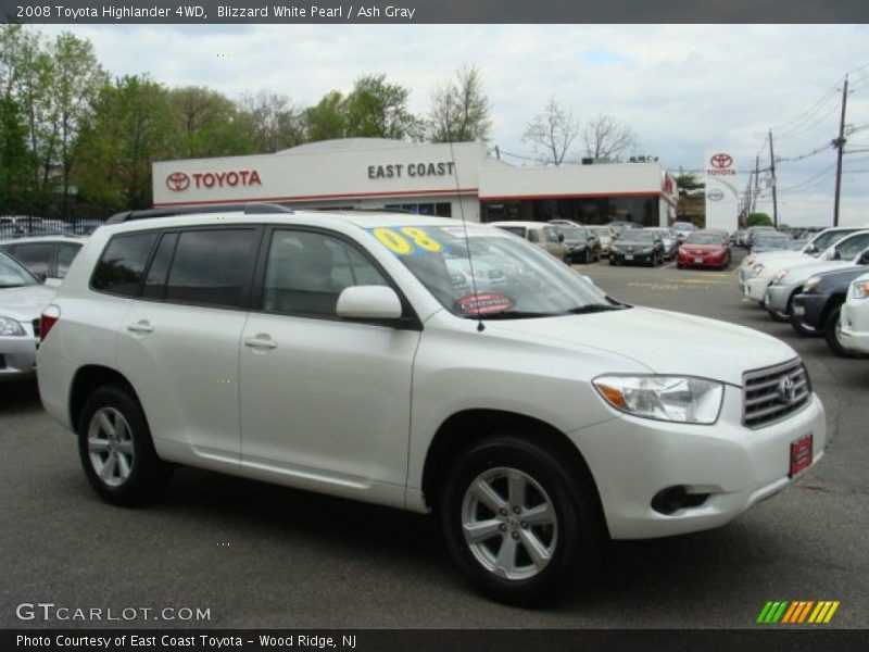 Blizzard White Pearl / Ash Gray 2008 Toyota Highlander 4WD