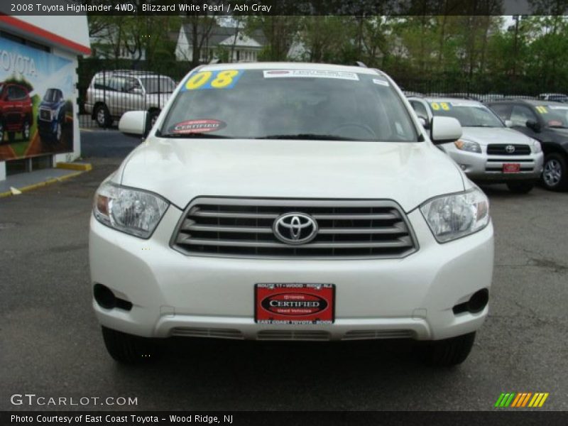 Blizzard White Pearl / Ash Gray 2008 Toyota Highlander 4WD