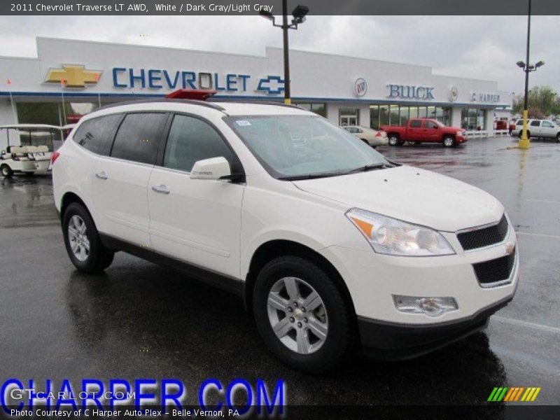 White / Dark Gray/Light Gray 2011 Chevrolet Traverse LT AWD