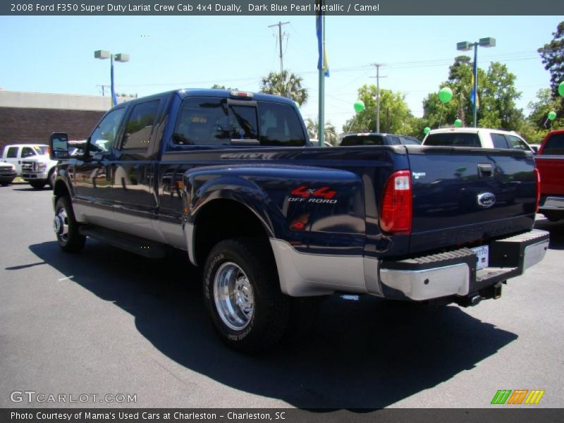 Dark Blue Pearl Metallic / Camel 2008 Ford F350 Super Duty Lariat Crew Cab 4x4 Dually