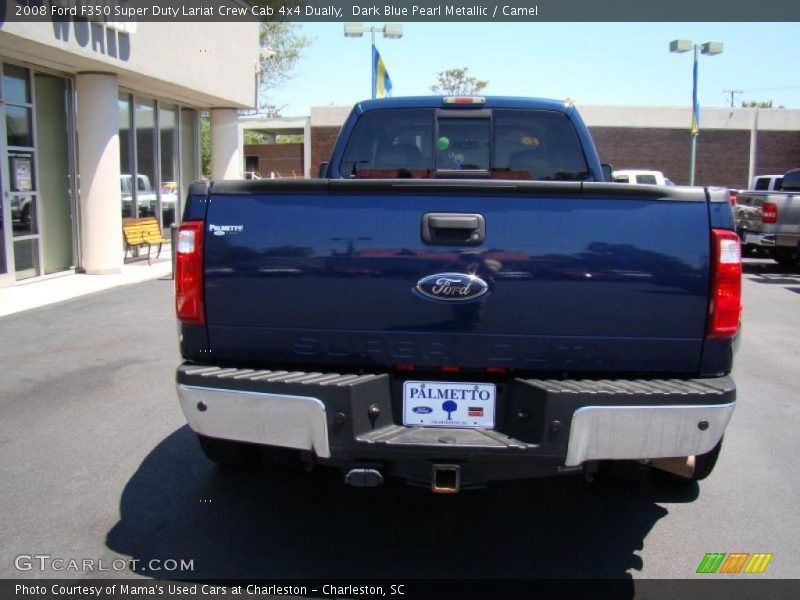 Dark Blue Pearl Metallic / Camel 2008 Ford F350 Super Duty Lariat Crew Cab 4x4 Dually