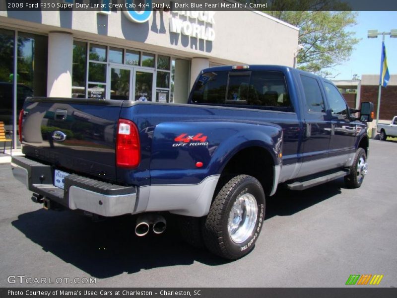 Dark Blue Pearl Metallic / Camel 2008 Ford F350 Super Duty Lariat Crew Cab 4x4 Dually