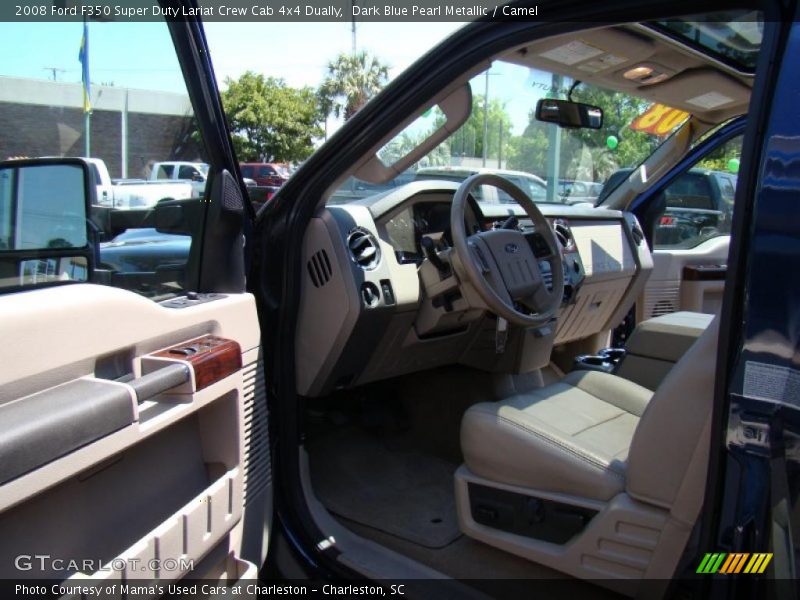 Dark Blue Pearl Metallic / Camel 2008 Ford F350 Super Duty Lariat Crew Cab 4x4 Dually