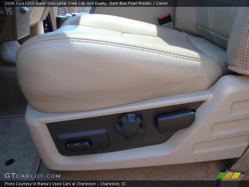 Dark Blue Pearl Metallic / Camel 2008 Ford F350 Super Duty Lariat Crew Cab 4x4 Dually