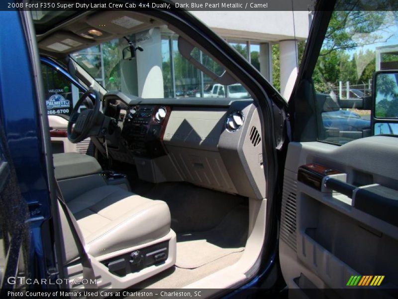 Dark Blue Pearl Metallic / Camel 2008 Ford F350 Super Duty Lariat Crew Cab 4x4 Dually