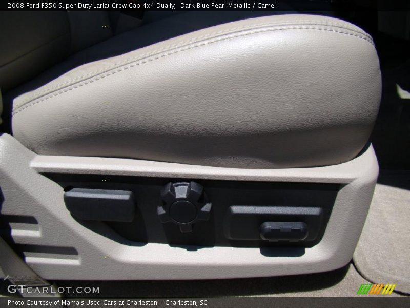 Dark Blue Pearl Metallic / Camel 2008 Ford F350 Super Duty Lariat Crew Cab 4x4 Dually