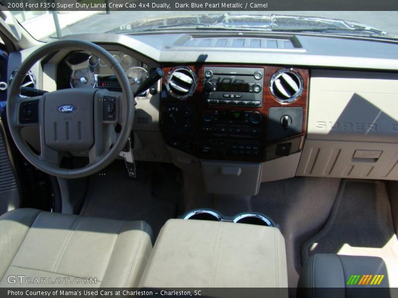 Dark Blue Pearl Metallic / Camel 2008 Ford F350 Super Duty Lariat Crew Cab 4x4 Dually