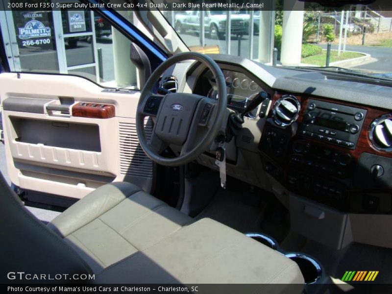 Dark Blue Pearl Metallic / Camel 2008 Ford F350 Super Duty Lariat Crew Cab 4x4 Dually