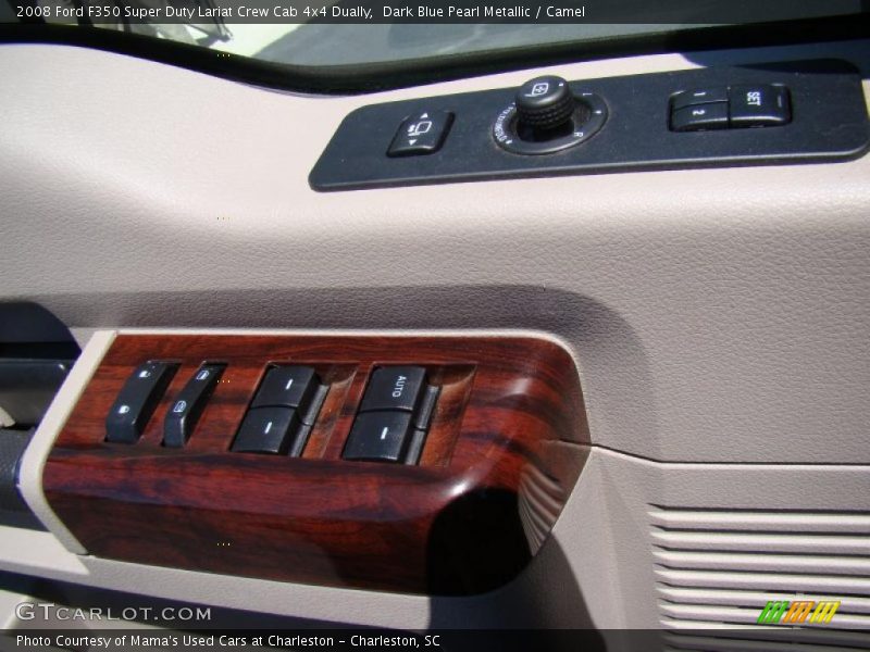 Dark Blue Pearl Metallic / Camel 2008 Ford F350 Super Duty Lariat Crew Cab 4x4 Dually