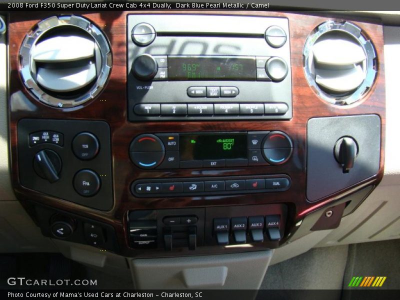 Dark Blue Pearl Metallic / Camel 2008 Ford F350 Super Duty Lariat Crew Cab 4x4 Dually