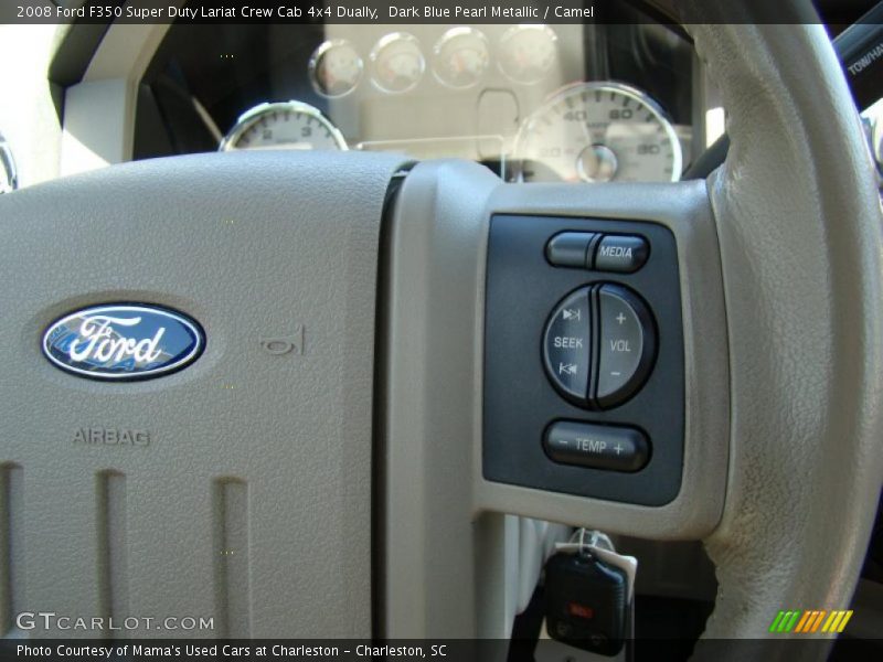 Dark Blue Pearl Metallic / Camel 2008 Ford F350 Super Duty Lariat Crew Cab 4x4 Dually