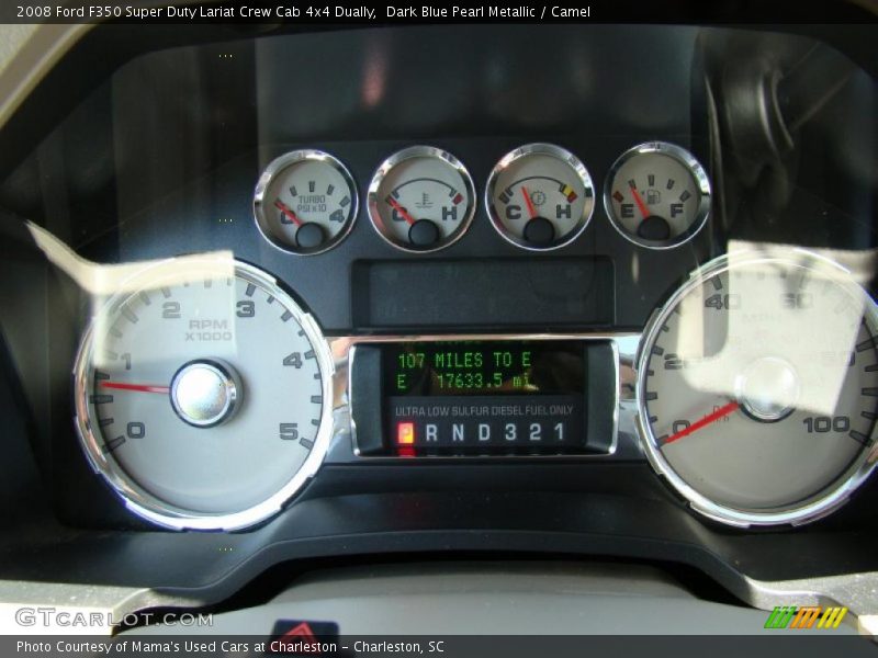 Dark Blue Pearl Metallic / Camel 2008 Ford F350 Super Duty Lariat Crew Cab 4x4 Dually