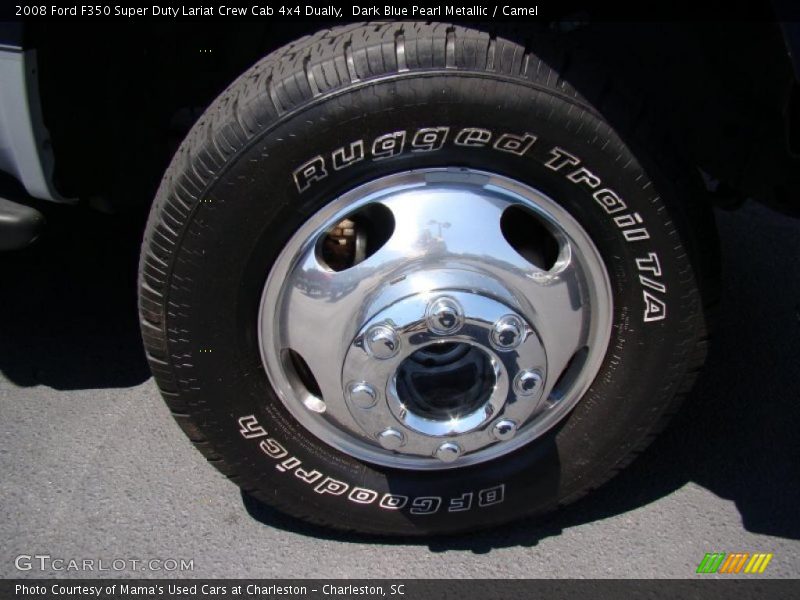 Dark Blue Pearl Metallic / Camel 2008 Ford F350 Super Duty Lariat Crew Cab 4x4 Dually