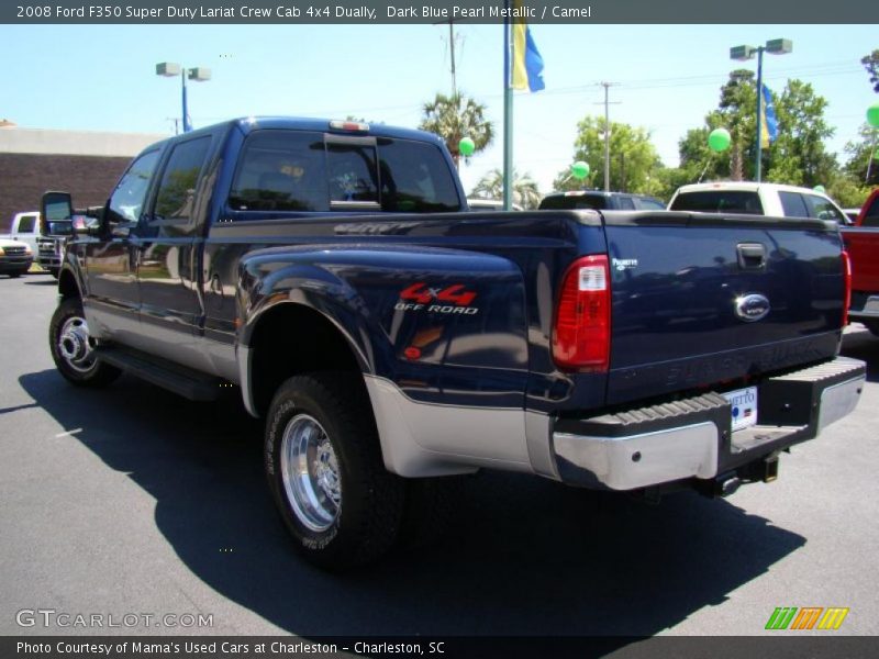 Dark Blue Pearl Metallic / Camel 2008 Ford F350 Super Duty Lariat Crew Cab 4x4 Dually