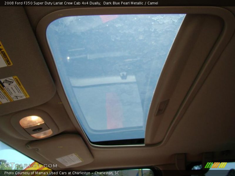 Dark Blue Pearl Metallic / Camel 2008 Ford F350 Super Duty Lariat Crew Cab 4x4 Dually