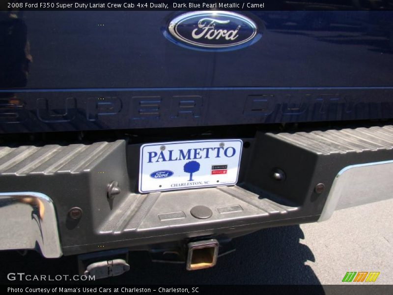 Dark Blue Pearl Metallic / Camel 2008 Ford F350 Super Duty Lariat Crew Cab 4x4 Dually
