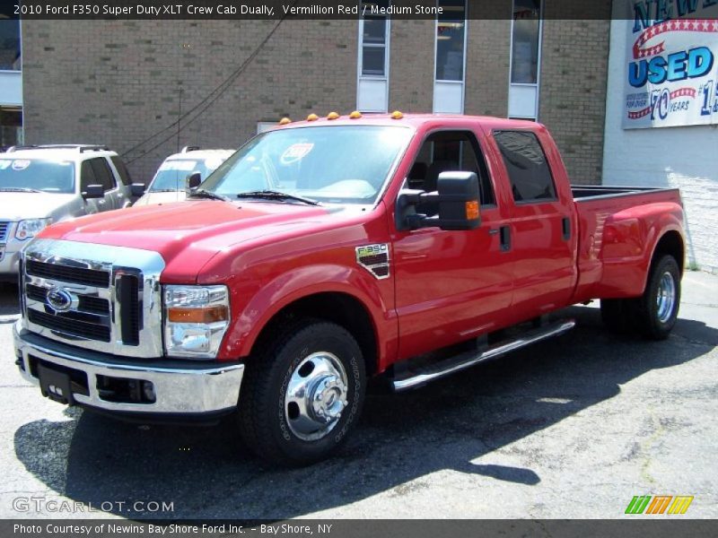 Vermillion Red / Medium Stone 2010 Ford F350 Super Duty XLT Crew Cab Dually