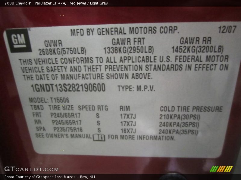 Red Jewel / Light Gray 2008 Chevrolet TrailBlazer LT 4x4