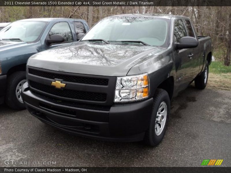 Steel Green Metallic / Dark Titanium 2011 Chevrolet Silverado 1500 Extended Cab 4x4