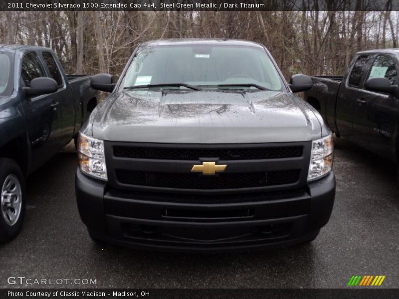 Steel Green Metallic / Dark Titanium 2011 Chevrolet Silverado 1500 Extended Cab 4x4